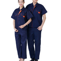 安赛瑞(SAFEWARE)夏季短袖劳保服套装(含裤子)深蓝色 XXL码