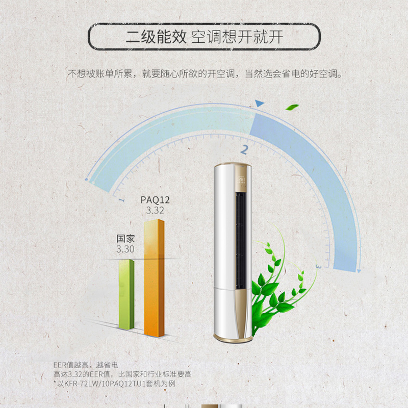 Leader/统帅 2匹 定频 KFR-50LW/10PAQ12TU1 2级能效 静音舒适 家用空调 冷暖 柜机空调