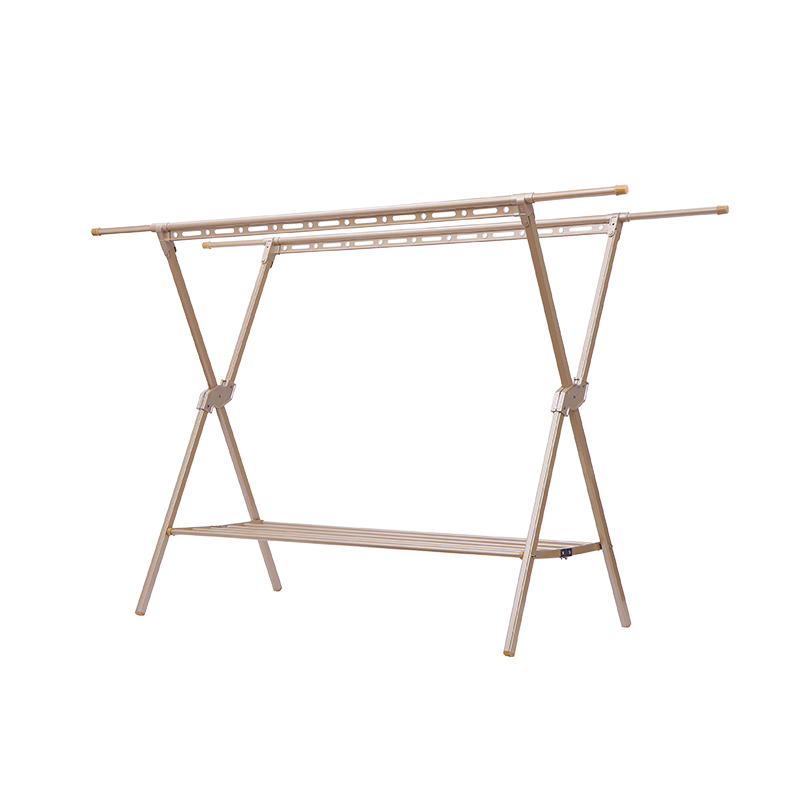欧润哲晒衣架铝制x型折叠落地伸缩晒衣架加厚阳台晒被架室外晒衣服