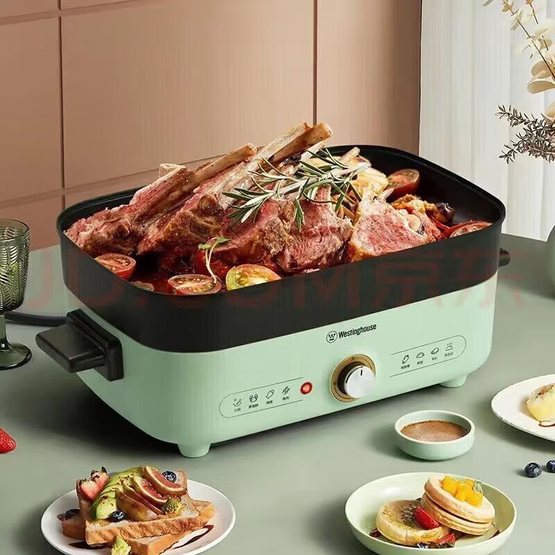 西屋(WESTINGHOUSE) 1400W三档调节控温5L大容量多功能电火锅 WSC-1450G高清大图