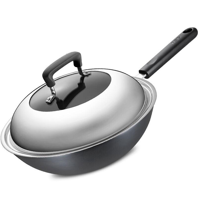 新品爱仕达asd炒锅30cm铸铁锈不了炒锅cf30b3wg铁锅煎锅炒菜锅