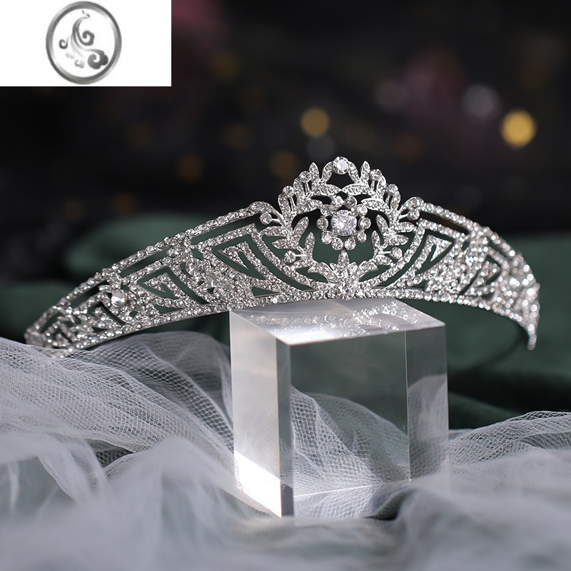 jimi新款欧美巴洛克皇冠新娘头饰简约合金水钻高级结婚婚纱公主王冠