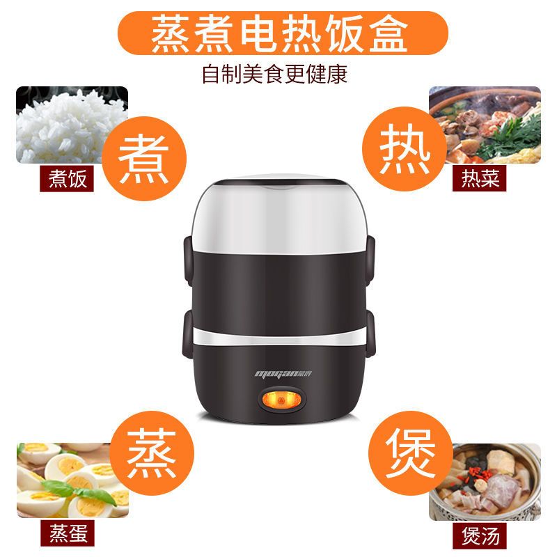 蒙得迷你电饭煲双层保温饭盒可插电加热上班族电热饭盒蒸饭器1人 双层 双层电热饭盒