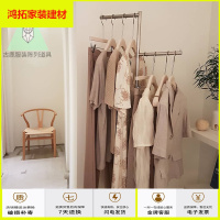 苏宁放心购服装店中岛展示架落地式流水台实心不锈钢银色正挂陈列女装店货架新款简约