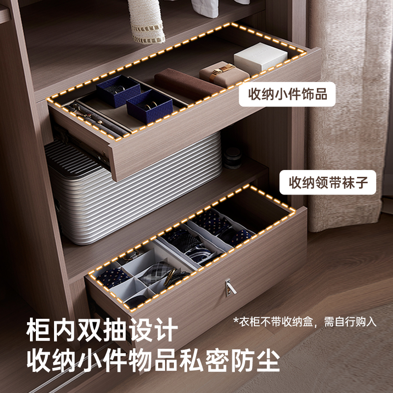 全友家居 衣橱衣柜时尚简约卧室家具小户型推拉门多区收纳储物柜600627高清大图