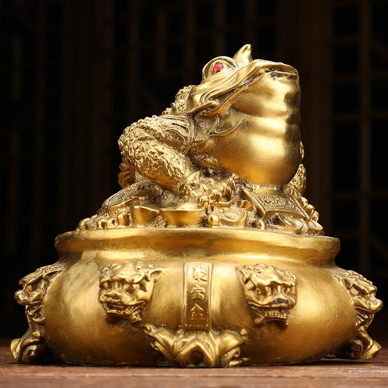 美帮汇铜金蟾摆件铜霸金蝉蟾蜍工艺品办公桌公司开业礼品高清大图