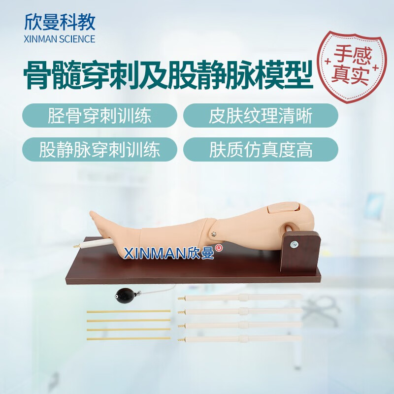 欣曼科教 胫骨穿刺训练模块 骨髓穿刺及股静脉模型 骨内灌注及股静脉穿刺腿部模型XM-GC1