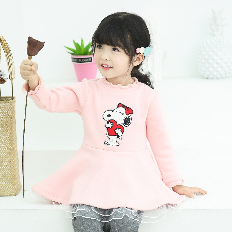 史努比(SNOOPY)女童卫衣裙秋冬款加绒连衣裙子90-140cm