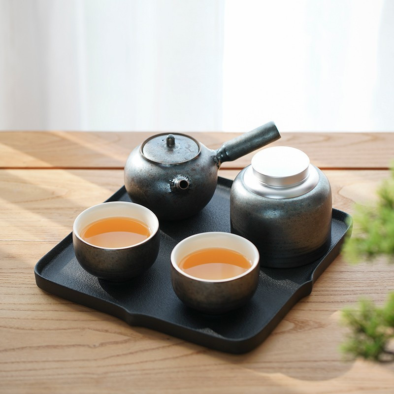 万仟堂(EDENUS) 遇知音·随手礼 茶具套装陶瓷功夫茶具茶壶茶杯茶盘茶叶罐组 天目釉