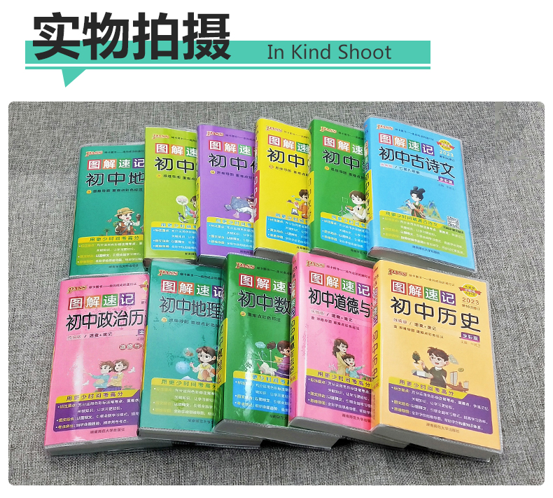 [全10册]文言文古诗文+数学英语+物化生+政史地 初中通用 [正版]2024新版图解速记初中古诗文英语词汇短语法数学物高清大图