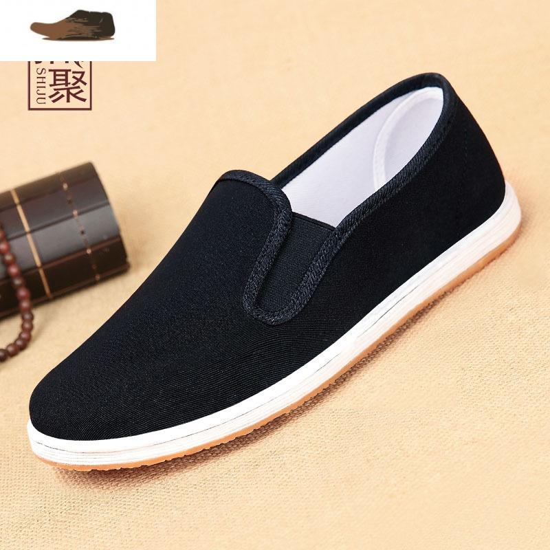 ideamini老北京布鞋男黑色牛筋手工千层底春夏季网面鞋爸爸休闲鞋男鞋