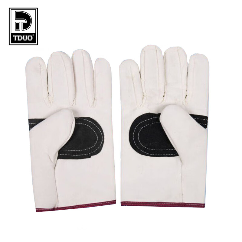 Tduo帆布手套加厚耐用掌心皮手套E41 副 黑掌心皮