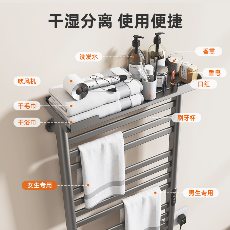 SIOYIE 芯毅智能电热毛巾架家用米家卫生间碳纤维加热烘干消毒浴室浴巾置物架YV7ULTRA[米家智控]高清大图