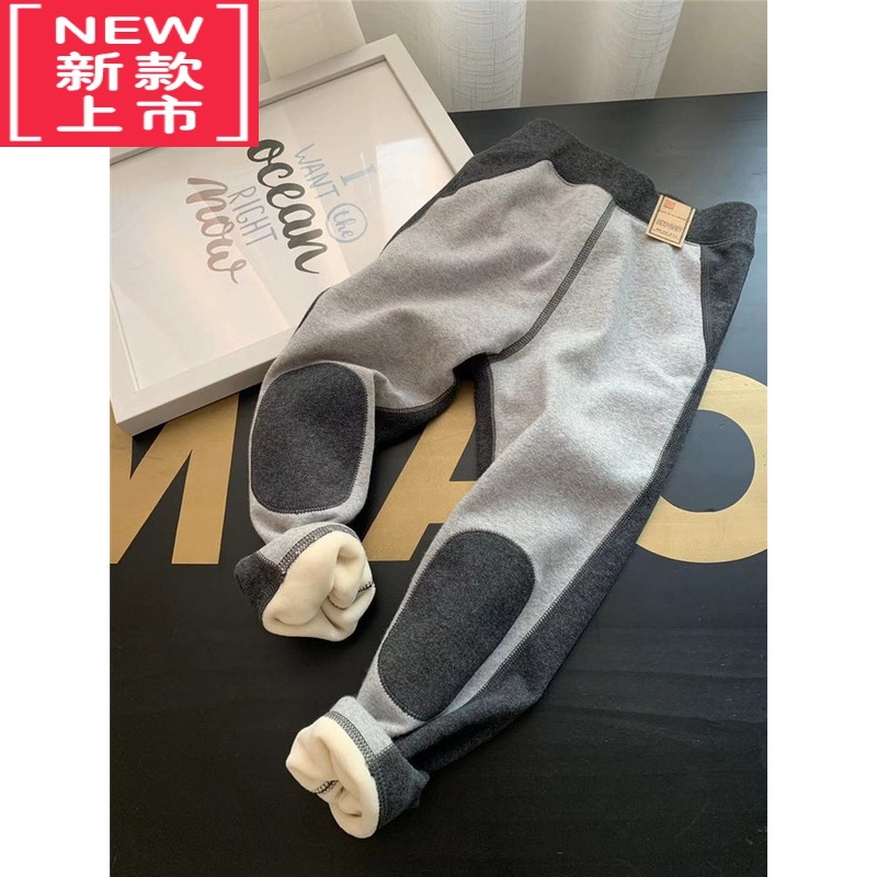 可莉允儿童保暖裤秋冬款2022男童保暖裤内穿加绒加厚打底裤男宝贴身绒裤