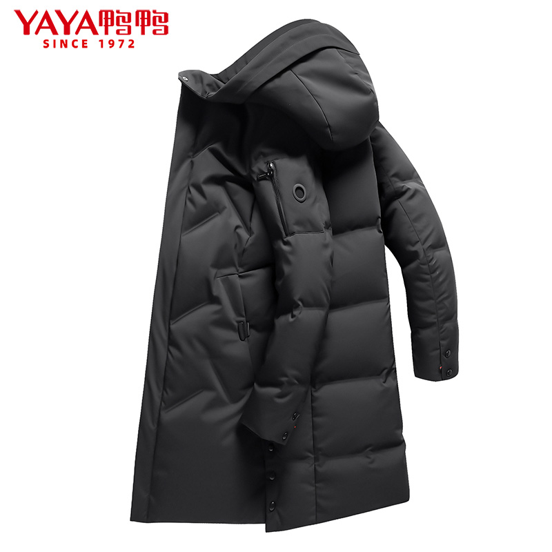 鸭鸭(yaya) 男士简约冬季羽绒服连帽休闲中长款加厚保暖冬装外套
