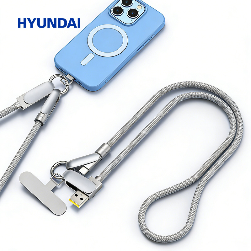 苏宁宜品×HYUNDAI 100W快充锌合金挂脖数据线USB-TypeC YH-NB012高清大图