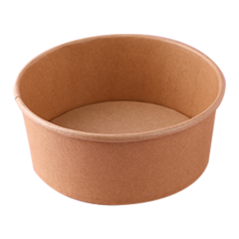 奥美优(AOmeiyou)一次性餐盒牛皮纸碗加厚可降解带盖打包盒露营餐具圆形20套750ml