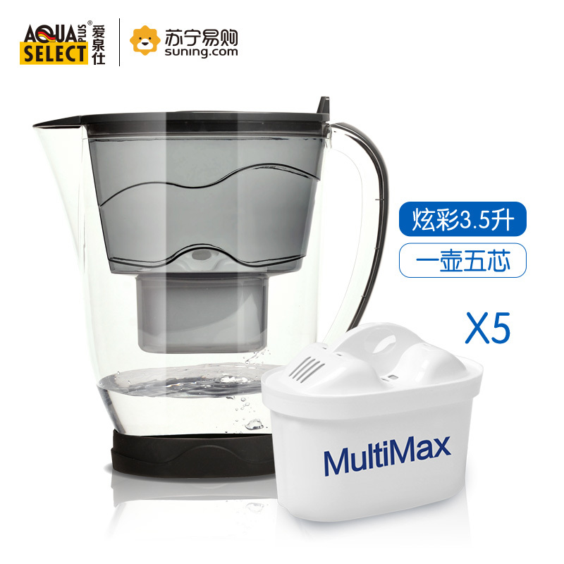 爱泉仕 Aqua Select 净水壶 炫彩灰whale-BL 3.5L/升 复合超滤净水壶 滤水无碳粉 3-5人