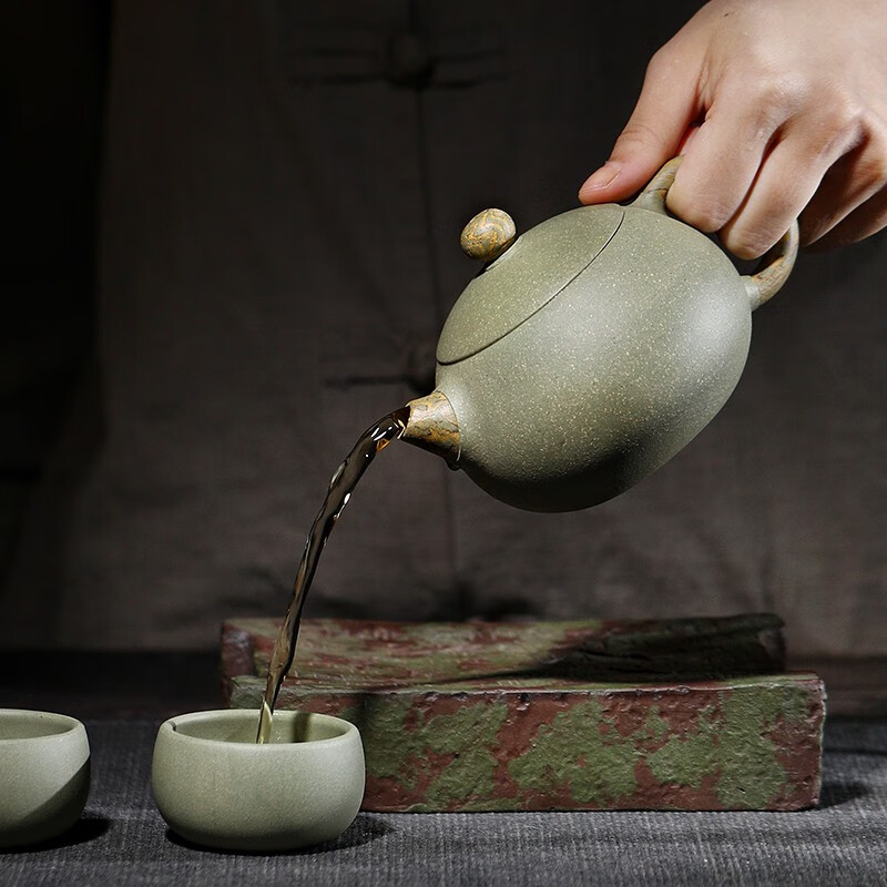 金镶玉 尹占民豆青西施壶套装 紫砂壶 家用茶壶沏茶泡茶功夫茶具套装 280ml高清大图