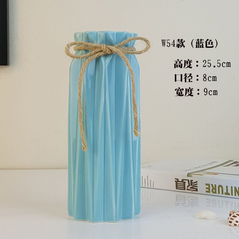 摆设陶瓷装饰品瓷瓶摆件北欧花瓶美式白色仿真花花插摆设透明家居饰品摆件电视柜干花装