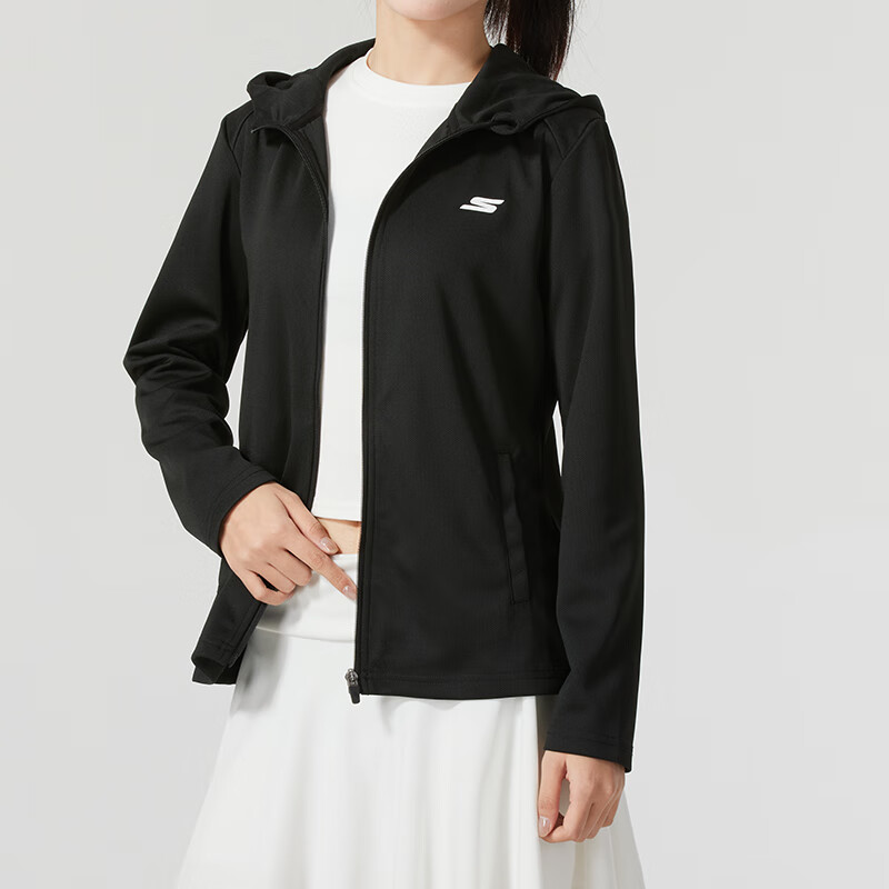 斯凯奇(Skechers)女装新款梭织连帽夹克时尚百搭运动外套P224W163-03K8 ZP高清大图