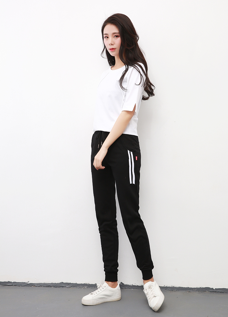 艳如飞运动裤女学生韩版宽松显瘦小脚哈伦裤2018春季薄款棉休闲长裤子