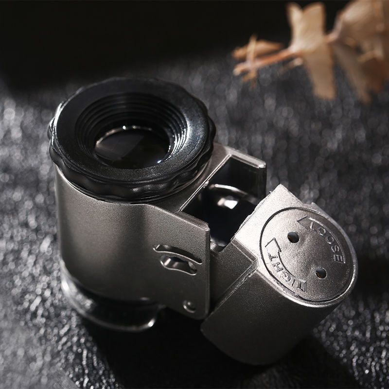 50倍放大镜手持高倍高清1000带灯显微镜文玩珠宝鉴定50便携式100