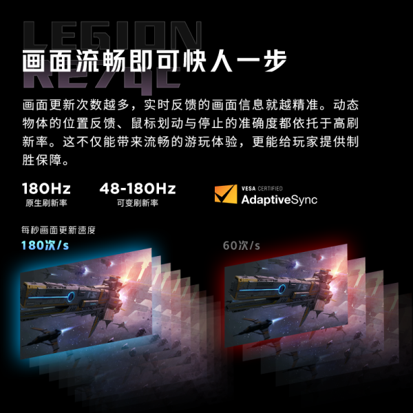 联想(Lenovo)R27qc-30 27英寸拯救者电脑显示器 2K曲面 原生180Hz 1ms 响应 低蓝光 音箱 升降旋转 图片 3