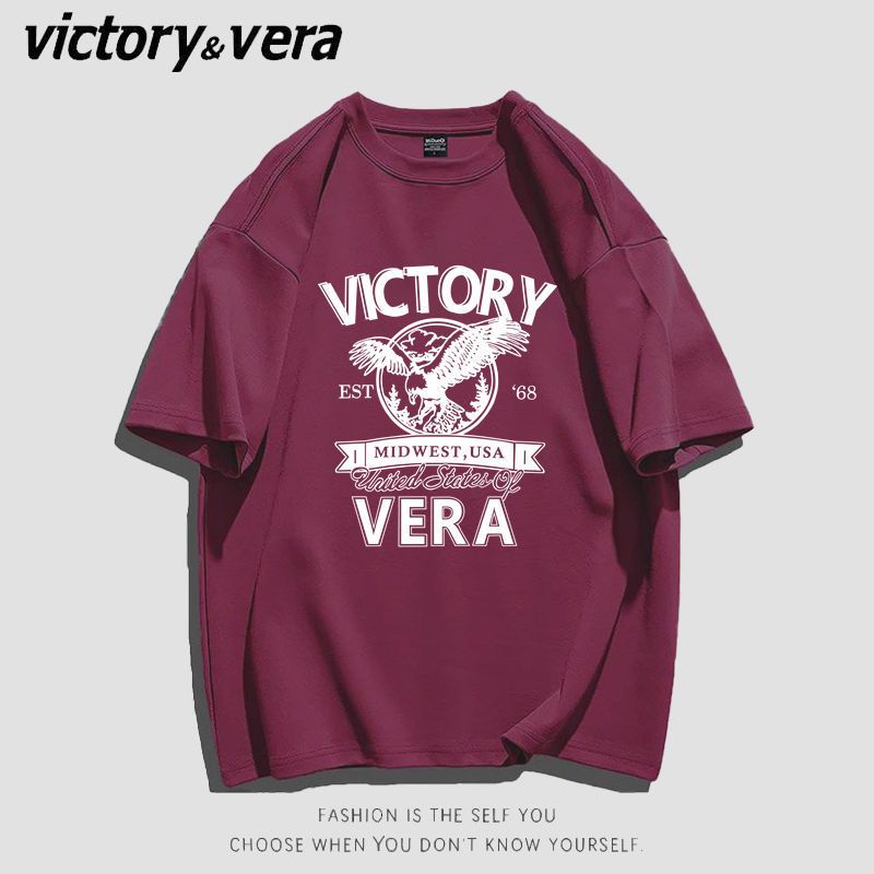 VICTORYVERAins潮美式复古短袖T恤女夏2022新款宽松港风甜辣上衣
