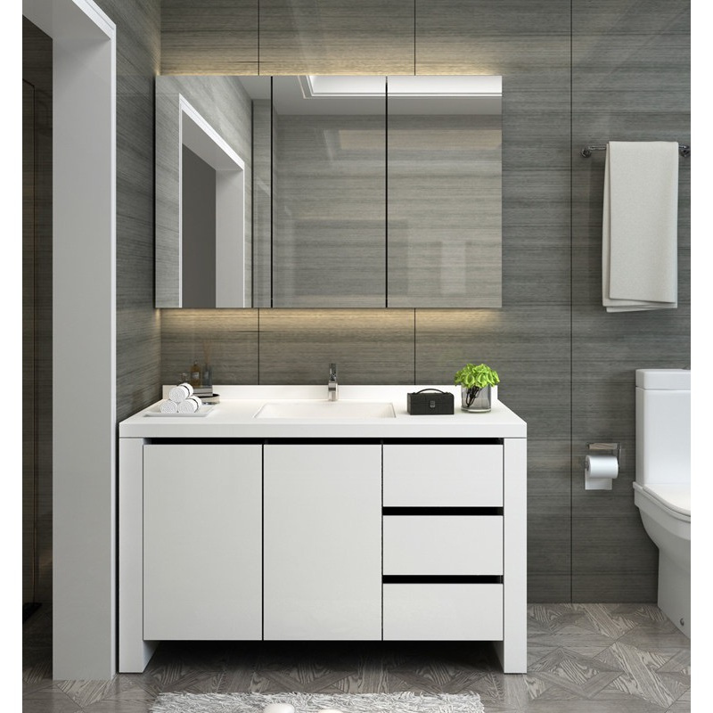 苏宁放心购浴室柜组合现代简约实木落地卫浴柜北欧双盆洗漱台卫生间