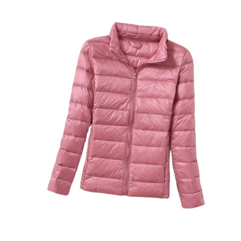 大码羽绒服女冬季新短款轻薄立领加厚保暖修身白鸭绒外套_647高清大图