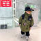可莉允小小郑儿童冬装外套帅气工装风宝宝棉袄过膝中长款军绿色男童棉服