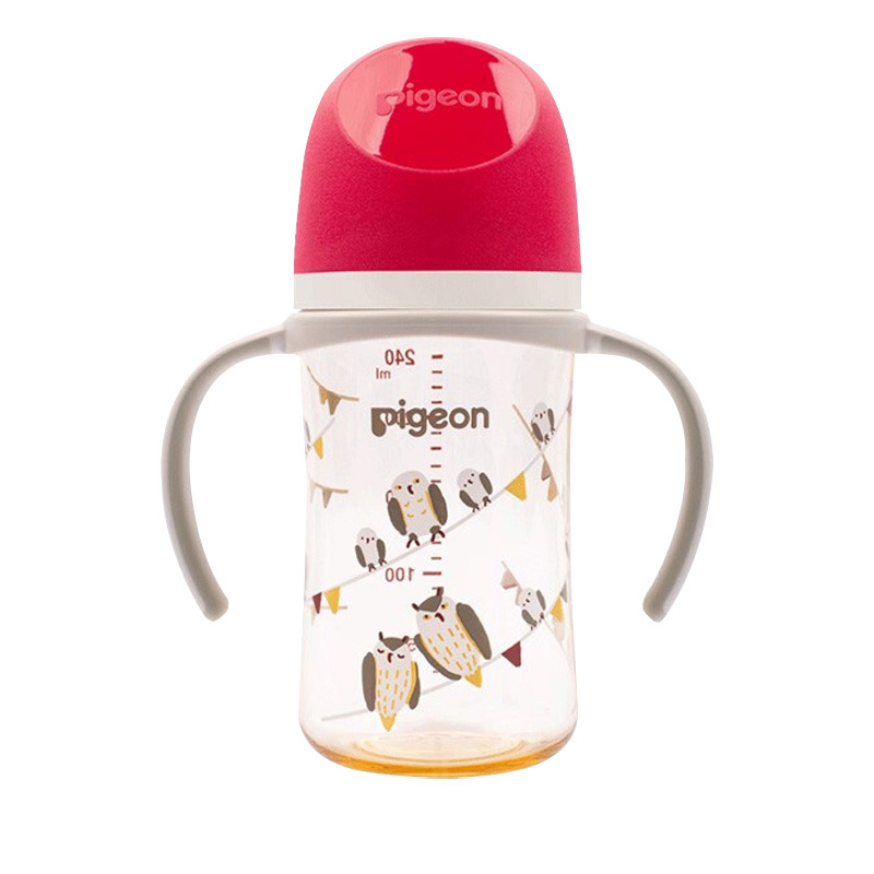 贝亲(Pigeon)双把手PPSU奶瓶 第3代 240ml-猫头鹰 L号 6个月以上 AA221