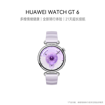 【智能手表】HUAWEI WATCH GT6 (KSU-B19) 41mm 紫色氟橡胶表 流光紫
