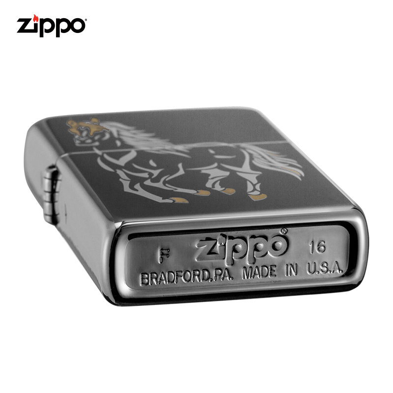 zippo芝宝打火机美国原装ZIPPO之宝防风煤油打火机黑冰马28645-043373