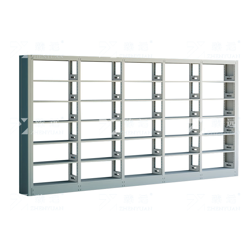 臻远 ZY4072605 钢制书架图书馆书架资料架 单面6层一列五组白色 4600*300*2000