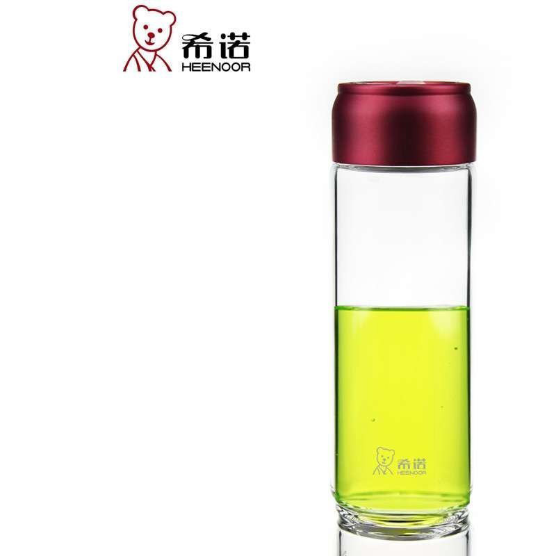 希诺XN-6032加厚 单层玻璃杯 透明水杯带盖防漏加厚杯子便携透明水杯455ml/个