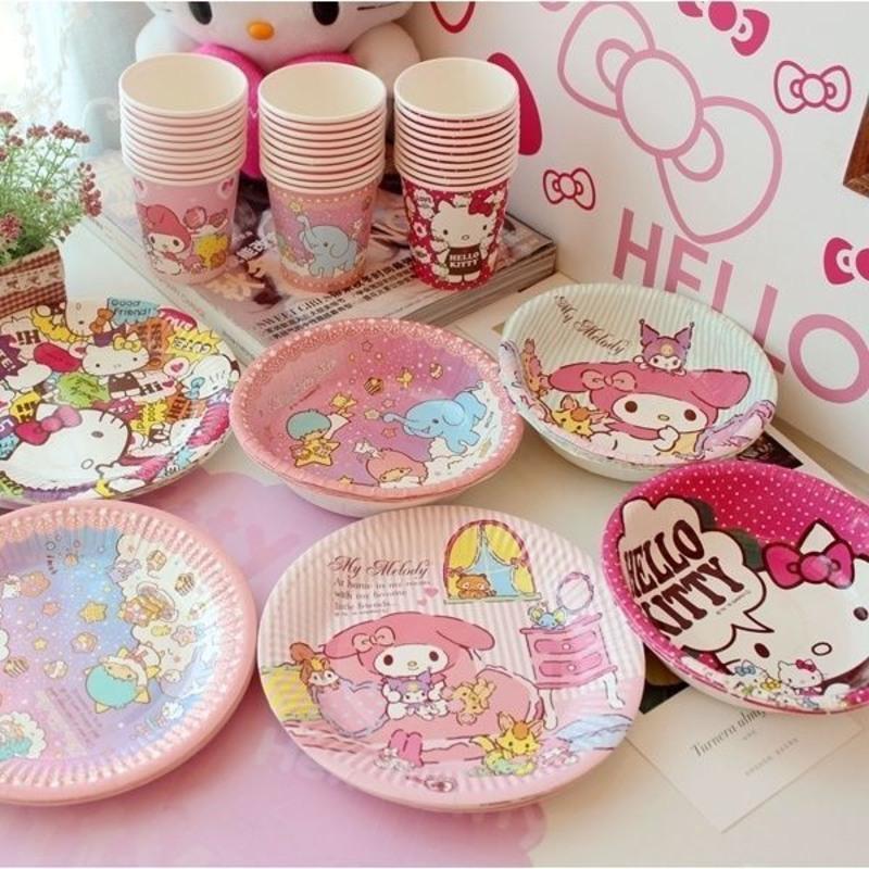 卡通凯蒂猫美乐蒂双子星绿色无公害一次性环保餐具杯子盘子碗组合 美乐蒂碗