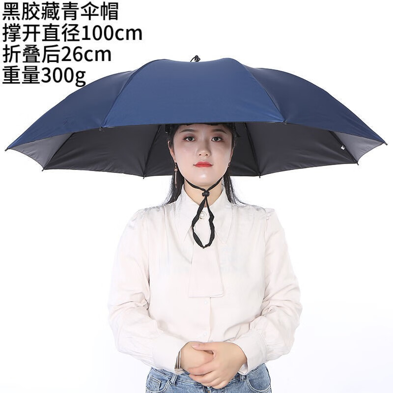 翊橙头盔伞带头上的伞帽头戴式遮阳钓鱼伞大号采茶斗笠雨伞帽斗篷头盔高清大图