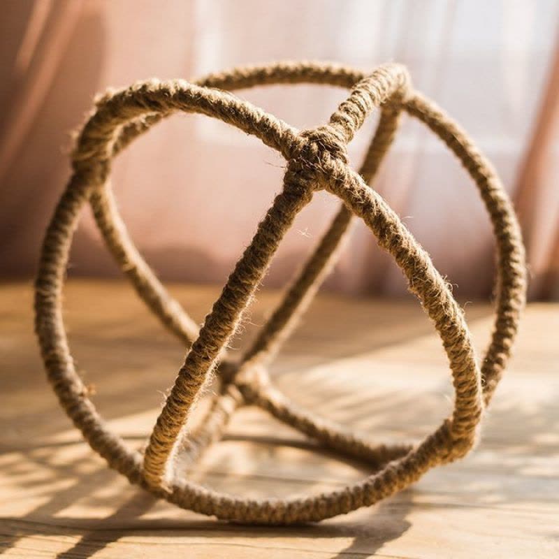 美帮汇工业风LOFT交叉球麻绳缠绕球软装饰品橱窗陈列RH美式乡村 大号图片