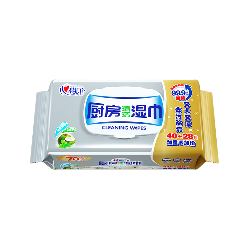 心相印 厨房专用系列40片装湿巾3包装(金装)去油污厨房专用湿纸巾XJB040+P1高清大图