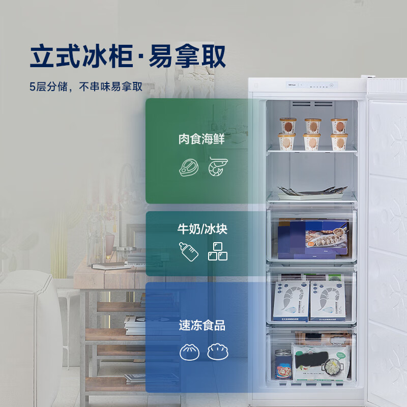 松下panasonic立式冷冻冰柜167升家用小型单门单冷冻冰箱风冷无霜一级