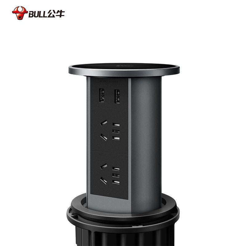 公牛(bull)GN-SD104U黑色[智能触控]带线1.5米升降插座岛台台面智能电动电源厨房桌面橱柜吧台嵌入式隐藏式