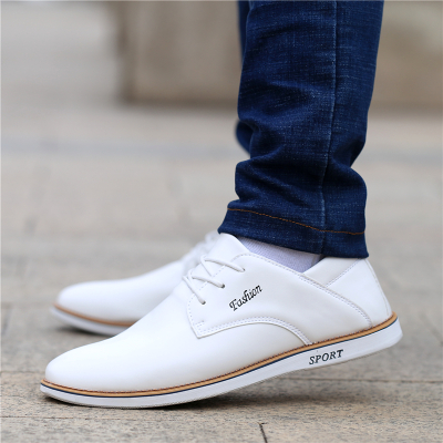 白色 0611 38 偏小码 皮鞋男夏季白色透气男士商务休闲鞋韩版潮流青年百搭软面皮小皮鞋