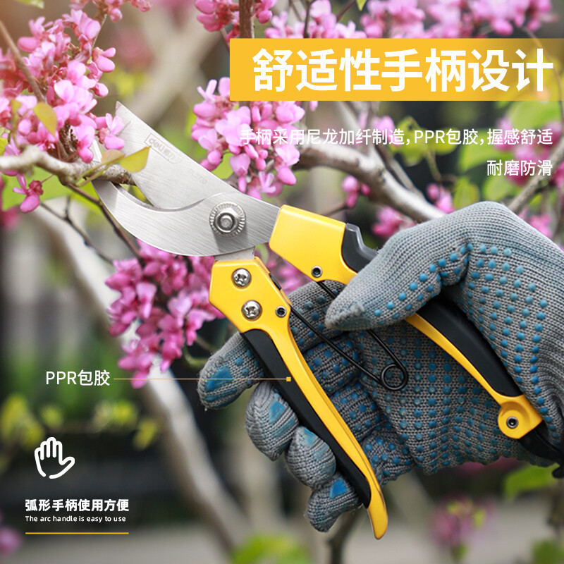 得力(deli) 不锈钢园林剪刀花木剪修枝剪果树剪刀可剪0-10mm干木 DL2770