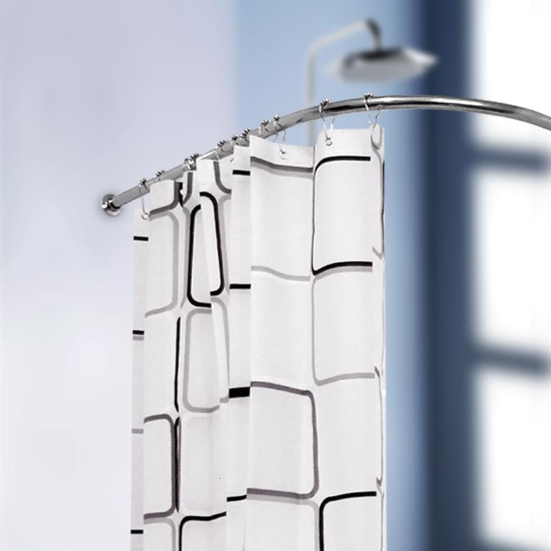 闪电客卫生间浴室套装304不锈钢l型弧形浴帘杆 浴帘 金属环 杆110*110