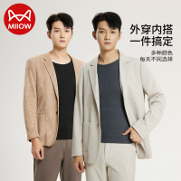 猫人羽绒蚕丝护肚贴片保暖背心男士德绒发热无痕内搭打底衣270g