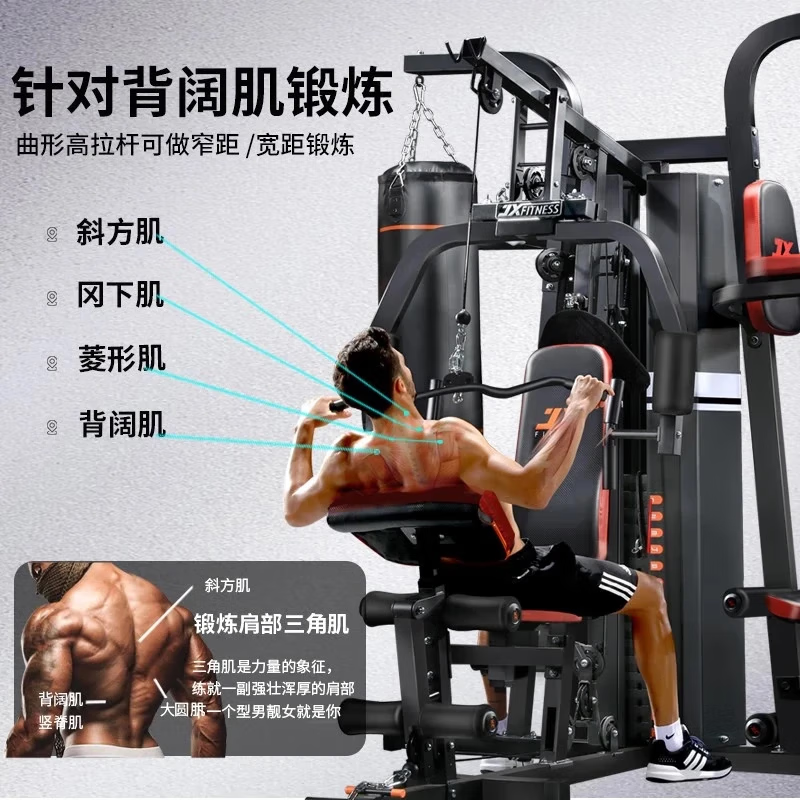 JX-DZ303综合训练器家用多功能健身器材三人站大型力量组合运动器高清大图