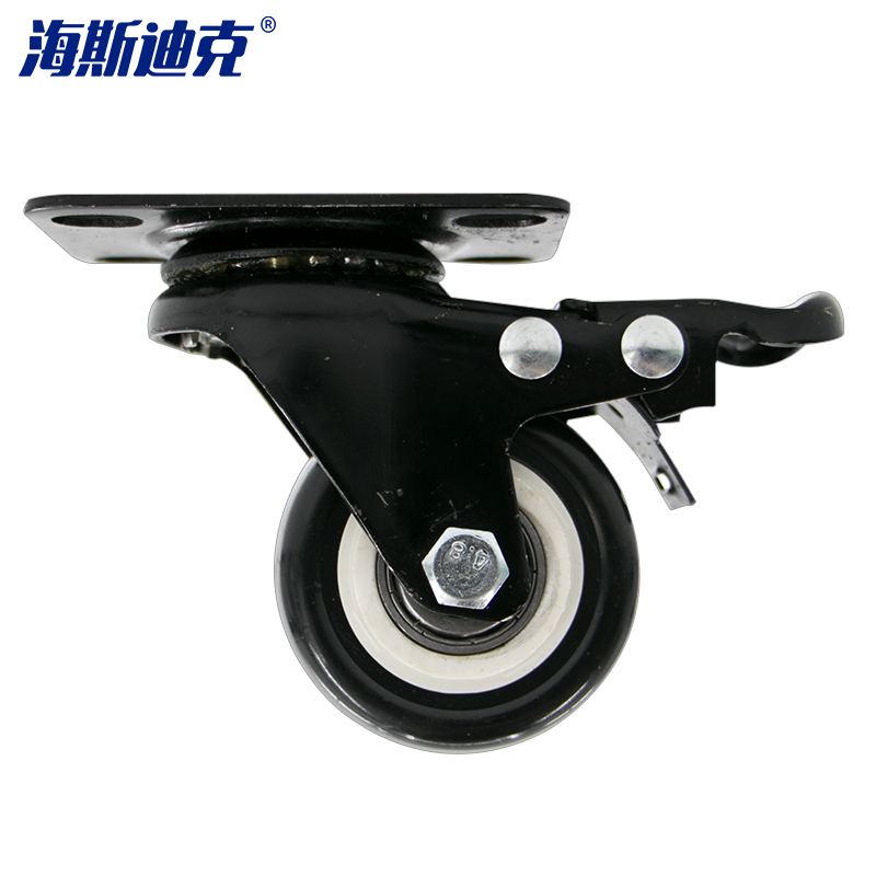 海斯迪克 HKZ-23 静音万向脚轮 金钻轮 PVC双轴承定向家具轮轱辘脚轮电脑椅配件滑轮 2.5寸刹车轮