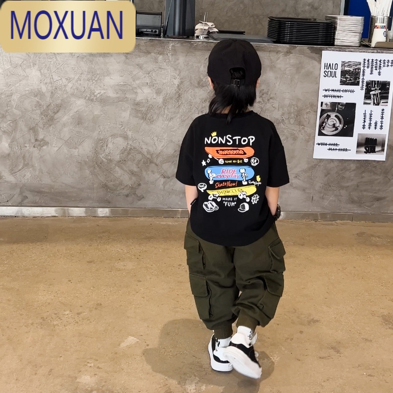 MOXUAN儿童短袖夏季童装男童国潮体恤帅气男孩韩版上衣宝宝宽松T恤